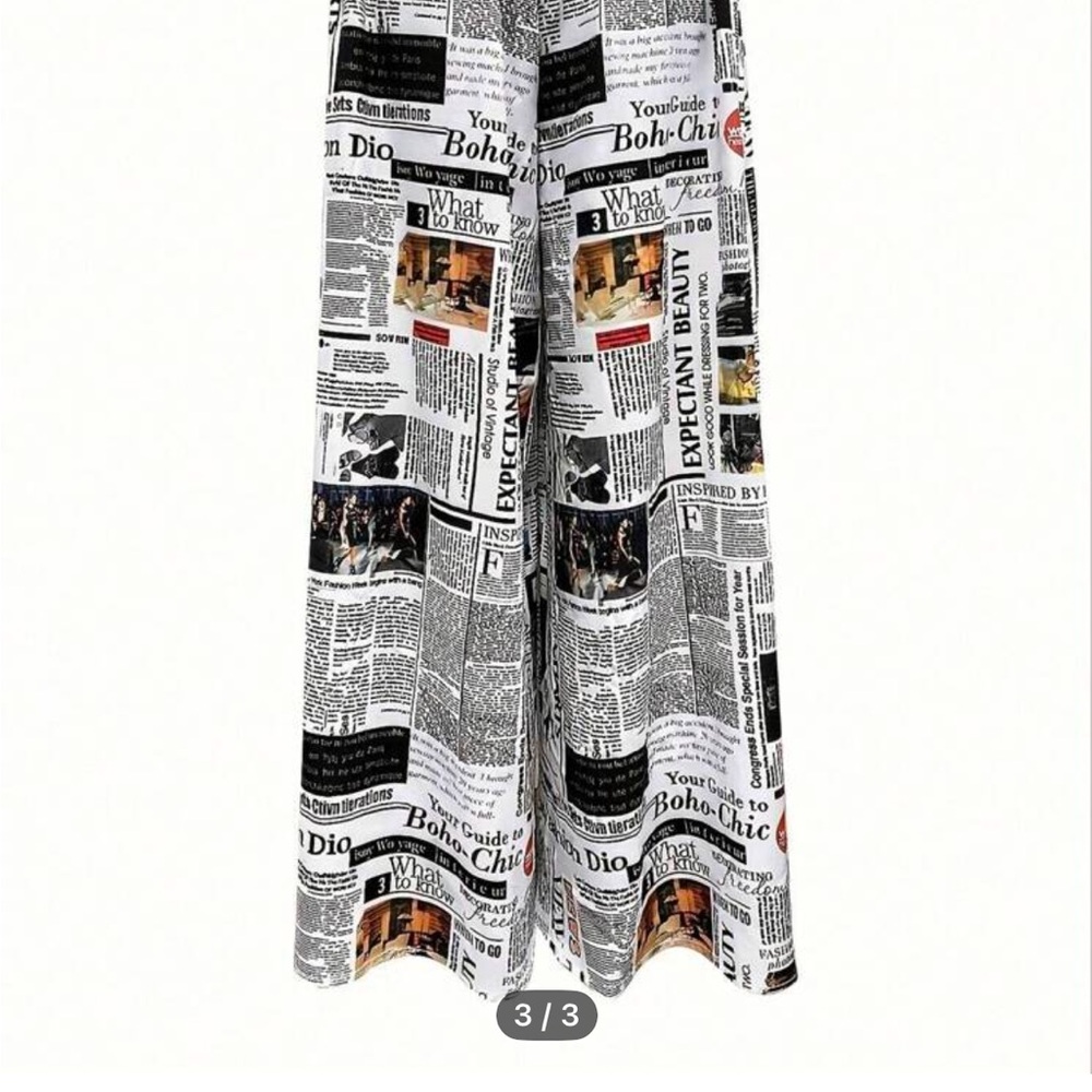 Bold Newspaper Print Pants